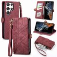 thumbnail image 1 of Mantto Case for Samsung Galaxy S24 Ultra, Zipper Wallet Card Holder Flip Stand Premium Leather with Removable Wristlet Strap, RFID Blocking Magnetic Closure Case for Samsung Galaxy S24 Ultra,Red, 1 of 10