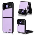 thumbnail image 1 of Mantto Case for Samsung Galaxy Z Flip 3 with Strong Magnetic Attraction Slim Thin Fit Profile Case, Luxury PU leather Soft Silicone Shockproof Protective Folding Cover for Samsung Z Flip3,Purple, 1 of 8
