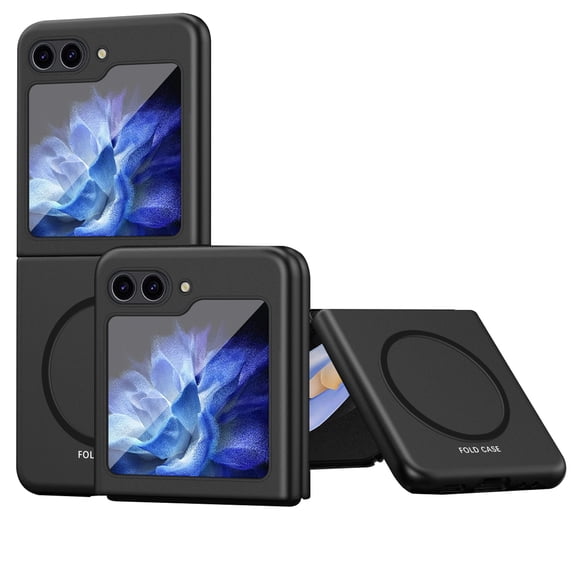 Mantto Case for Samsung Galaxy Z Flip 5, Magnetic Folding Cover Compatible with MagSafe Wireless Charging, Rugged PC Skin-Friendly Slim Lightweight Shockproof Case for Samsung Galaxy Z Flip 5, Black