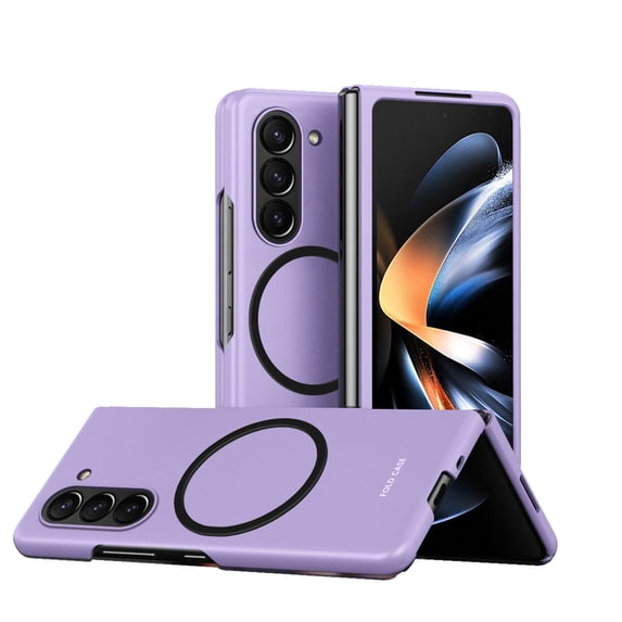 Mantto Case for Samsung Galaxy Z Fold 6, Magnetic Folding Cover Compatible with MagSafe Wireless Charging, Rugged PC Skin-Friendly Slim Lightweight Shockproof Case for Samsung Galaxy Z Fold 6, Purple