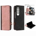 thumbnail image 1 of Mantto Case for Samsung Galaxy Z Fold3 Wallet Case with Card Slots Holder Magnetic Clasp Cover, Luxury Glossy Rugged PC Frame Shockproof Drop Resistant Protective Case,Pink, 1 of 5