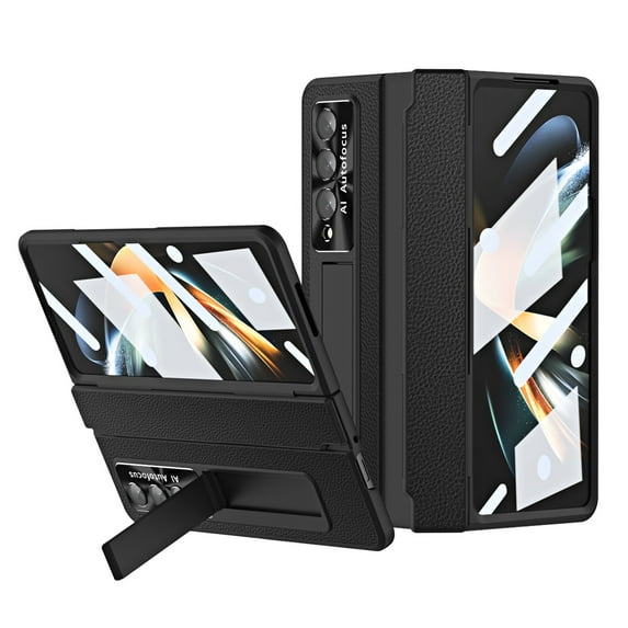 Mantto Case for Samsung Galaxy Z Fold5 with Clear Screen Protector Hinge Protection Kickstand Cover, Rugged PC All-inclusive Shockproof Compatible MagSafe Wireless Charging Case, Black