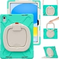 thumbnail image 1 of Mantto Case For iPad 10th Generation Case 2022 10.9 inch, 3-Layers-Protection Heavy Duty Rugged Silicone Case with 360 Swivel Ring Stand/Stable Kickstand/Shoulder Strap, Mint, 1 of 10
