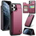 thumbnail image 1 of Mantto Case for iPhone 11 Pro Max with Card Holder, Retro PU Leather RFID Blocking Credit Card Slots Double Magnetic Clasp Flip Kickstand Shockproof Phone Cover for iPhone 11 Pro Max,Winered, 1 of 9