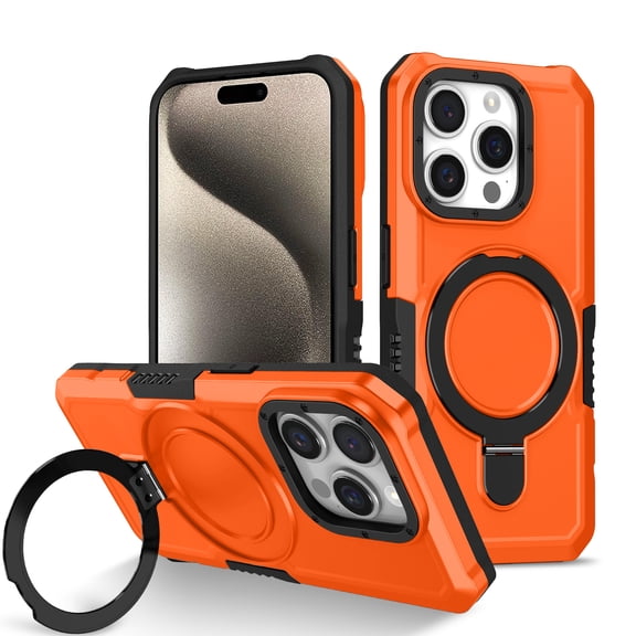 Mantto Case for iPhone 11 Pro Max with Ring Kickstand Dual Layer Military Grade Drop Impact Shockproof Armor Adjustable Bracket Rugged Protective Phone Case for Women Men, Orange