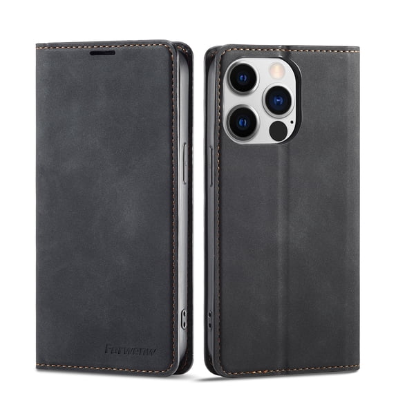 Mantto Case for iPhone 11 Pro, Premium Leather RFID Blocking Credit Card Slots Wallet Retro Folio Case Magnetic Clasp Flip Kickstand Shockproof Full Protection Phone Cover, Black