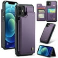 thumbnail image 1 of Mantto Case for iPhone 12/iPhone 12 Pro with Card Holder, Retro PU Leather RFID Blocking Credit Card Slots Double Magnetic Clasp Flip Kickstand Shockproof Phone Cover for iPhone 12/12 Pro,Purple, 1 of 9