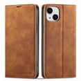 thumbnail image 1 of Mantto Case for iPhone 13, Premium Leather RFID Blocking Credit Card Slots Wallet Retro Folio Case Magnetic Clasp Flip Kickstand Shockproof Full Protection Phone Cover, Brown, 1 of 8