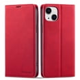 thumbnail image 1 of Mantto Case for iPhone 13, Premium Leather RFID Blocking Credit Card Slots Wallet Retro Folio Case Magnetic Clasp Flip Kickstand Shockproof Full Protection Phone Cover, Red, 1 of 8