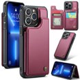 thumbnail image 1 of Mantto Case for iPhone 13 Pro with Card Holder, Retro PU Leather RFID Blocking Credit Card Slots Double Magnetic Clasp Flip Kickstand Shockproof Phone Cover for iPhone 13 Pro,Winered, 1 of 9