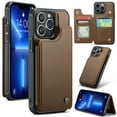 thumbnail image 1 of Mantto Case for iPhone 13 Pro with Card Holder, Retro PU Leather RFID Blocking Credit Card Slots Double Magnetic Clasp Flip Kickstand Shockproof Phone Cover for iPhone 13 Pro,Brown, 1 of 9