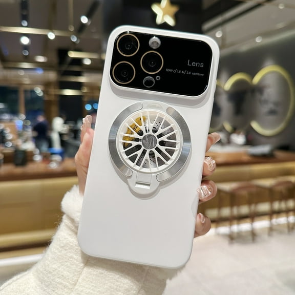 Mantto Case for iPhone 13 Pro, Full Camera Lens Protector 360° Rotating Gyro Design with Ring Kickstand, Compatible with MagSafe, Shockproof Hard PC Slim Phone Case for Women Men, White