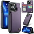 thumbnail image 1 of Mantto Case for iPhone 13 Pro Max with Card Holder, Retro PU Leather RFID Blocking Credit Card Slots Double Magnetic Clasp Flip Kickstand Shockproof Phone Cover for iPhone 13 Pro Max,Purple, 1 of 9