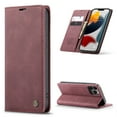 thumbnail image 1 of Mantto Case For iPhone 13 Pro Max, Luxury Cash Wallet Pocket With Card Slot High Qulity PU Leather Retro Cover Kickstand Folio Magnetic Phone Cover For Apple iPhone 13 Pro Max 6.7", Wine Red, 1 of 12