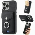 thumbnail image 1 of Mantto Case For iPhone 13 Pro Max, Wallet with Card Holder, 360°Rotation Finger Ring Holder Kickstand, RFID Blocking Leather Protective Magnetic Snap Shockproof Cover For iPhone 13 Pro Max, Black, 1 of 13