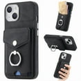 thumbnail image 1 of Mantto Case For iPhone 13, Wallet with Card Holder, 360°Rotation Finger Ring Holder Kickstand, RFID Blocking Leather Protective Magnetic Snap Shockproof Cover For iPhone 13, Black, 1 of 13
