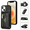 thumbnail image 1 of Mantto Case for iPhone 13, Women Wallet Cover with Crossbody Adjustable Shoulder Strap, Zipper Premium PU Leather Magnetic Flip Card Pocket Phone Case For iPhone 13, Black, 1 of 6