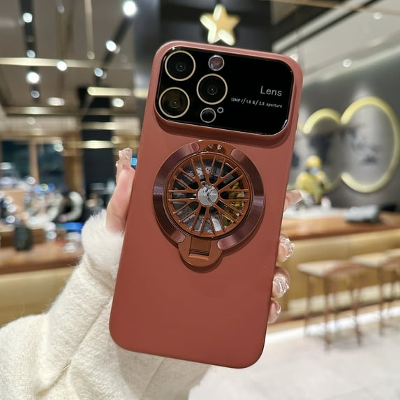 Mantto Case for iPhone 14 Plus, Full Camera Lens Protector 360° Rotating Gyro Design with Ring Kickstand, Compatible with MagSafe, Shockproof Hard PC Slim Phone Case for Women Men, Red