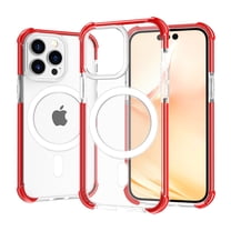Mantto Case For iPhone 14 Pro Max Magnetic [Support Magsafe Charger] Wireless Anti-Scratch Shockproof Clear Four Corner Cushion Durable Anti-Dropping Full Body Protection Cover, Red