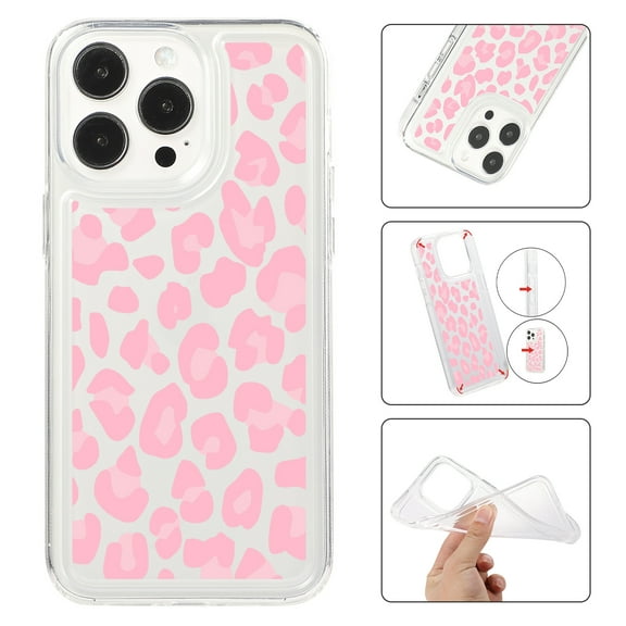 Mantto Case For iPhone 14 Pro Max Phone Case,Luxury Leopard Pattern Design Cases Soft Silicone Slim TPU Shockproof Protective Bumper Cover for Women Men For iPhone 14 Pro Max, Pink