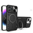 thumbnail image 1 of Mantto Case for iPhone 14 Pro Max Rugged Heavy Duty Cover with Hidden Bracket Camera Lens Sliding Magnetic Car Mount Holder, Military Grade Hybrid PC+TPU Shockproof Lens Protection Case,Black, 1 of 12