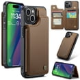thumbnail image 1 of Mantto Case for iPhone 15 Plus with Card Holder, Retro PU Leather RFID Blocking Credit Card Slots Double Magnetic Clasp Flip Kickstand Shockproof Phone Cover for iPhone 15 Plus,Brown, 1 of 9