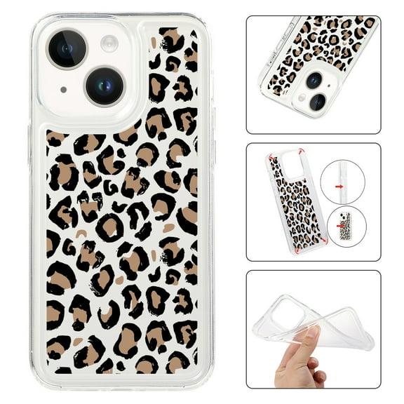Mantto Case For iPhone 15 Plus Phone Case,Luxury Leopard Pattern Design Cases Soft Silicone Slim TPU Shockproof Protective Bumper Cover for Women Men For iPhone 15 Plus, Black+Pink