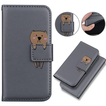 Mantto Case for iPhone 16 Plus, Premium PU Leather Magnetic Closure Flip Wallet Phone Case with Card Holder Cash Slot Stand Function Cute Animal Shockproof Cover For iPhone 16 Plus - Gray