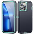 thumbnail image 1 of Mantto Case for iPhone 16 Pro Max Heavy Duty Military Grade Protective Cover, Rugged PC + Soft TPU Hybrid Non-Slip Stripes Anti-Drops Shockproof Anti-Scratches Case for iPhone 16 Pro Max, Black+Green, 1 of 7