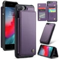 thumbnail image 1 of Mantto Case for iPhone 7 Plus/iPhone 8 Plus with Card Holder, Retro PU Leather RFID Blocking Credit Card Slots Double Magnetic Clasp Flip Kickstand Shockproof Phone Cover,Purple, 1 of 9