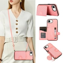 Mantto Case for iPhone 7,iPhone 8,iPhone SE 2020,iPhone SE 2022,Wallet Phone Case Cute Leather Case with Card Holder Crossbody Cover for Women Girls Strap Wristlet RFID Blocking Shockproof,Rosegold