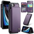 thumbnail image 1 of Mantto Case for iPhone SE 2022/iPhone SE 2020/iPhone 8/iPhone 7 with Card Holder, Retro PU Leather RFID Blocking Credit Card Slots Double Magnetic Clasp Flip Kickstand Shockproof Phone Cover,Purple, 1 of 9