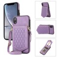 thumbnail image 1 of Mantto Case for iPhone XR, Card Holder Crossbody Neck Strap Lanyard Handbag with Mirror Back for Women PU Leather Flip Case with Credit Card Slot Kickstand For iPhone XR, Purple, 1 of 13