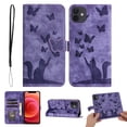 thumbnail image 1 of Mantto Cases for Apple iPhone 11 - 6.1 inch Butterfly Embossed & Cute Cat Patterned Wallet Case for Women Card Holder Flip Cover Kickstand PU Leather Magnetic Folio with Strap, Purple, 1 of 13