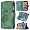 thumbnail image 1 of Mantto Cases for Apple iPhone 11 - 6.1 inch Butterfly Embossed Patterned Zipper Pocket Wallet Case for Women Card Holder Flip Cover Kickstand PU Leather Magnetic Folio with Strap, Green, 1 of 8