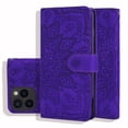 thumbnail image 1 of Mantto Cases for Apple iPhone 14 Pro - 6.1 inch Magnetic Wallet Case for Women Card Holder Flip Cover Embossed Mandala Flower Kickstand PU Leather Magnetic Folio with Strap, Purple, 1 of 8