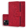 thumbnail image 1 of Mantto Cases for Apple iPhone 14 Pro - 6.1 inch Magnetic Wallet Case for Women Card Holder Flip Cover Embossed Mandala Flower Kickstand PU Leather Magnetic Folio with Strap, Red, 1 of 8
