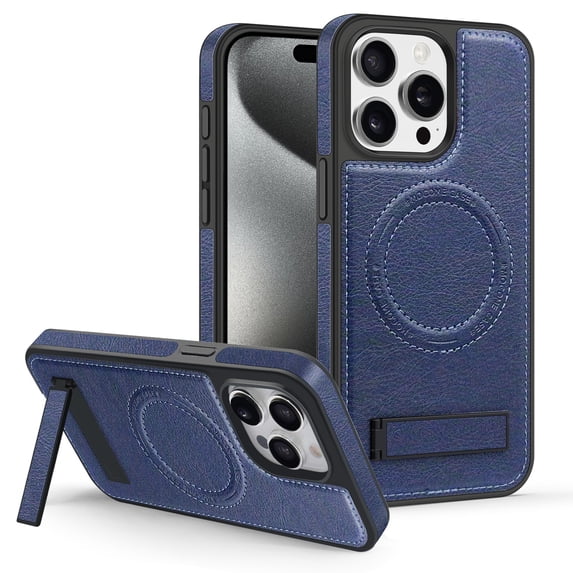 Mantto Cases for iPhone 11 Pro Max Case Compatible with MagSafe Kickstand Vegan Luxury Leather Slim Classic Luxury Elegant Thin Protective Cover For iPhone 11 Pro Max, Blue