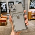 thumbnail image 1 of Mantto Clear Case for iPhone 14 6.1 Inch, Slim Fit Transparent Case with Card Slot Lens Protection Wallet Cover, Soft Silicone Rubber Lightweight Shockproof Drop Resistant Case for iPhone 14,Gray, 1 of 4