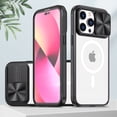 thumbnail image 1 of Mantto Clear Case for iPhone 14 Pro Max with Magnetic MagSafe Wireless Charging Camera Lens Sliding Protective Cover, Acrylic Soft TPU Rugged PC Hybrid Shockproof Case for iPhone 14 Pro Max, Black, 1 of 6