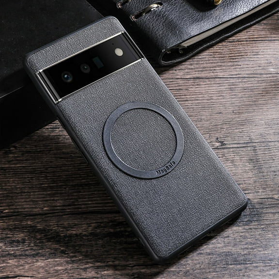 Mantto Compatible For Google Pixel 6 6.4 inch Case,Luxury Leather and Soft TPU Shockproof Support Wireless Charging Car Magnetic Anti-Scratch Slim Fit Back Cover.For Google Pixel 6,Black