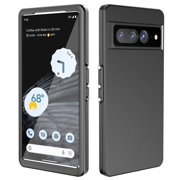 Mantto Compatible for Google Pixel 7 Pro Waterproof Case, Soft Silicone Heavy Duty Shockproof Built-in Screen Protector Slim Cover Dustproof Underwater Protective Case for Google Pixel 7 Pro, Black