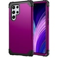 thumbnail image 1 of Mantto Compatible with Samsung Galaxy S22 Ultra 6.8 inch Case, 3 Layer Hybrid Hard PC Soft TPU Silicone Rugged Bumper Shockproof Anti Slip Protective Phone Cover for Samsung Galaxy S22 Ultra,Purple, 1 of 7