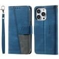 thumbnail image 1 of Mantto Compatible with iPhone 12 Pro Max Case, Wallet Flip Cover with Card Holder and Wrist Strap PU Leather Kickstand Caredit Card Classic Phone Case Cover for iPhone 12 Pro Max 6.7 inch,Blue, 1 of 9