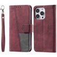 thumbnail image 1 of Mantto Compatible with iPhone 12 Pro Max Case, Wallet Flip Cover with Card Holder and Wrist Strap PU Leather Kickstand Caredit Card Classic Phone Case Cover for iPhone 12 Pro Max 6.7 inch,Winered, 1 of 9