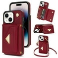 thumbnail image 1 of Mantto Compatible for iPhone 13 Crossbody Wallet Case, Purse Phone Cover with Card Holder Shoulder Strap, Luxury PU Leather Kickstand Shockproof Case for Women Girls - Red, 1 of 6
