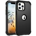 thumbnail image 1 of Mantto Compatible with iPhone 13 Pro Case,  3 Layer Hybrid Hard PC Soft Silicone Heavy Duty Shockproof Bumper Protective Phone Case Cover for iPhone 13 Pro, Black, 1 of 8