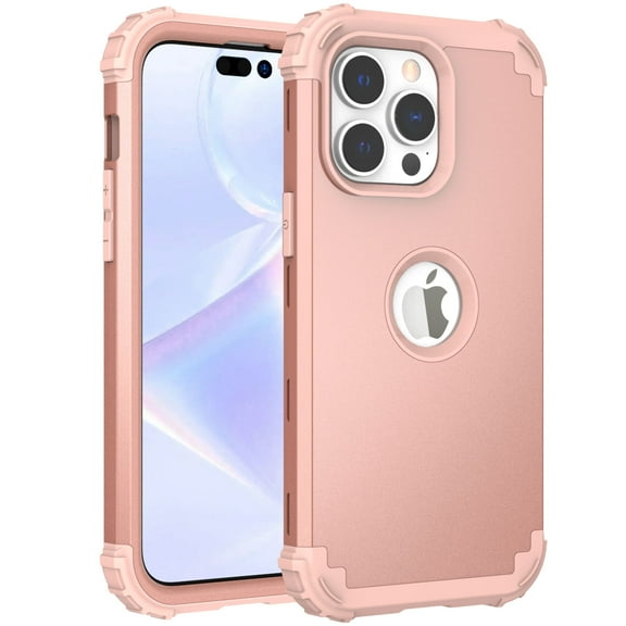 Mantto Compatible with iPhone 13 Pro Max Case,  3 Layer Hybrid Hard PC Soft Silicone Heavy Duty Shockproof Bumper Protective Phone Case Cover for iPhone 13 Pro Max, Rosegold