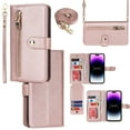 thumbnail image 1 of Mantto Compatible with for iPhone XR Crossbody case Wallet Purse for Women Girls Handbag with Card Holder Zippper Flip PU Leather Shoulder Strap Cover For iPhone XR, Rosegold, 1 of 10