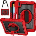 thumbnail image 1 of Mantto Cover for iPad 10th Generation 10.9", Silicone Heavy Duty Shockproof Rugged Case with Hand Strap Carrying Crossbody Strap Kickstand Protective Cover for iPad 10th Gen 10.9", Red, 1 of 7